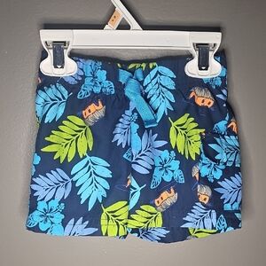 Koala Kids Blue and Green Tropical Print Shorts